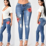 Women's Embroidery stretch jeans Size (S-3XL)