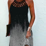 Women's Fashion Print Casual Halterneck Dresses Size (S-4XL)