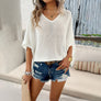 Women's Fashion V-neck Bat Short-sleeved Casual Tops
Size (S-XL)
