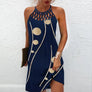 Women's Fashion Print Casual Halterneck Dresses Size (S-4XL)