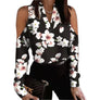 Women's Long Sleeve Off-shoulder Printed Shirt Size (S-3XL)