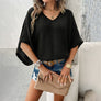 Women's Fashion V-neck Bat Short-sleeved Casual Tops
Size (S-XL)