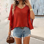 Women's Fashion V-neck Bat Short-sleeved Casual Tops
Size (S-XL)