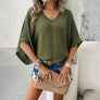 Women's Fashion V-neck Bat Short-sleeved Casual Tops
Size (S-XL)
