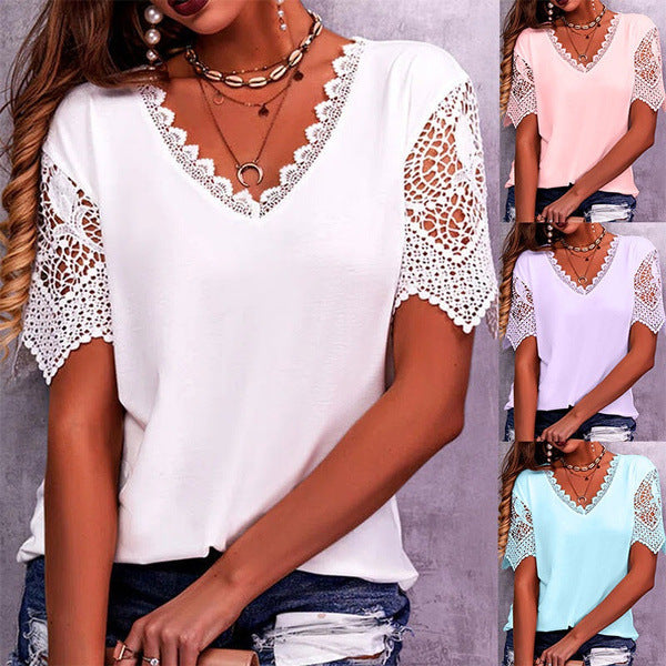 Women's Lace Summer Casual Shirts Size (S-5XL)