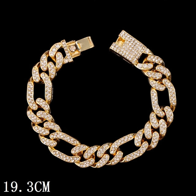 Women's Luxury 12mm Iced Out Cuban Link Chain Bracelet