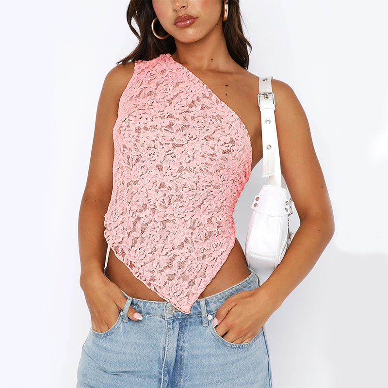 Women's Lace Backless Asymmetrical Tops
Size (S-L)