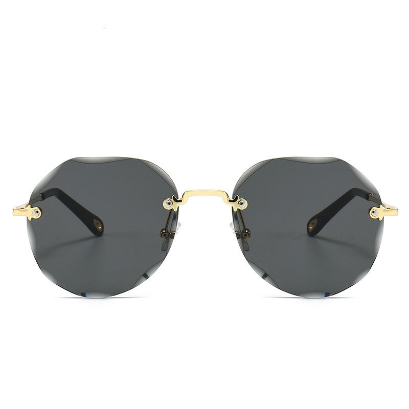 Women's Polygonal Rimless Trimmed Sunglasses