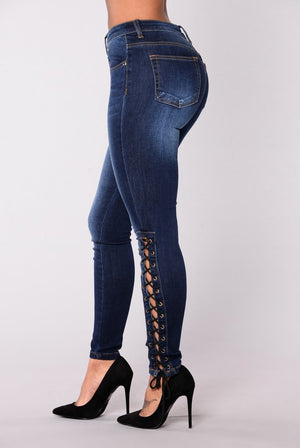 Women's Dark lace fashion feet jeans Size (S-3XL)