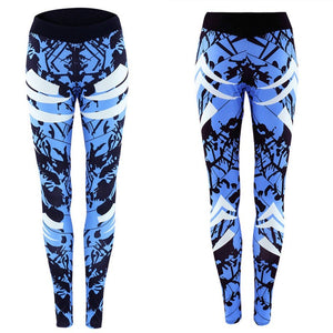 Women's Dark Blue Printed Gym Leggings Size (S-XL)