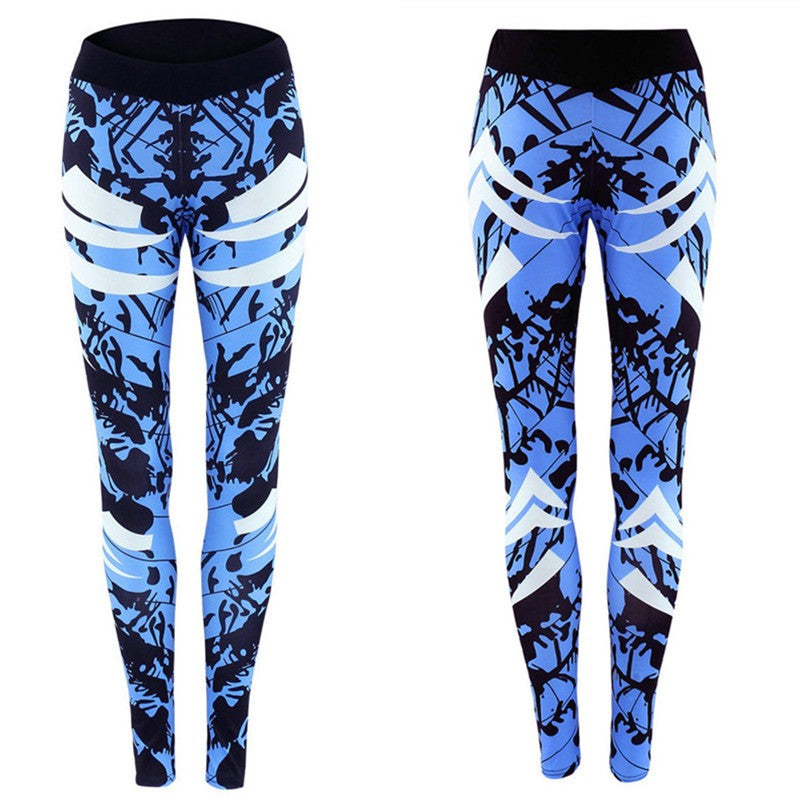 Women's Dark Blue Printed Gym Leggings Size (S-XL)