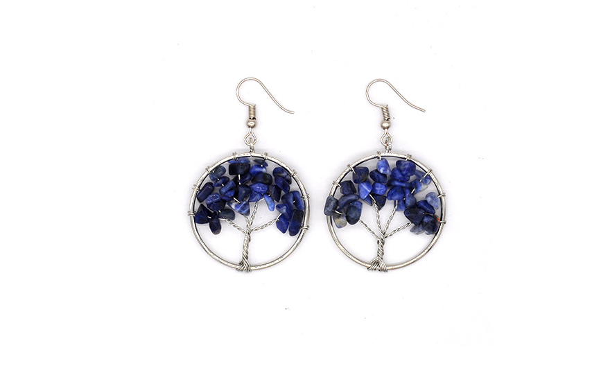 Women's Natural Crystal Crushed Stone Wishing Tree Earrings