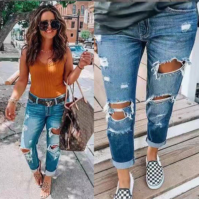 Women's Ripped personality jeans Size (S-XXL)