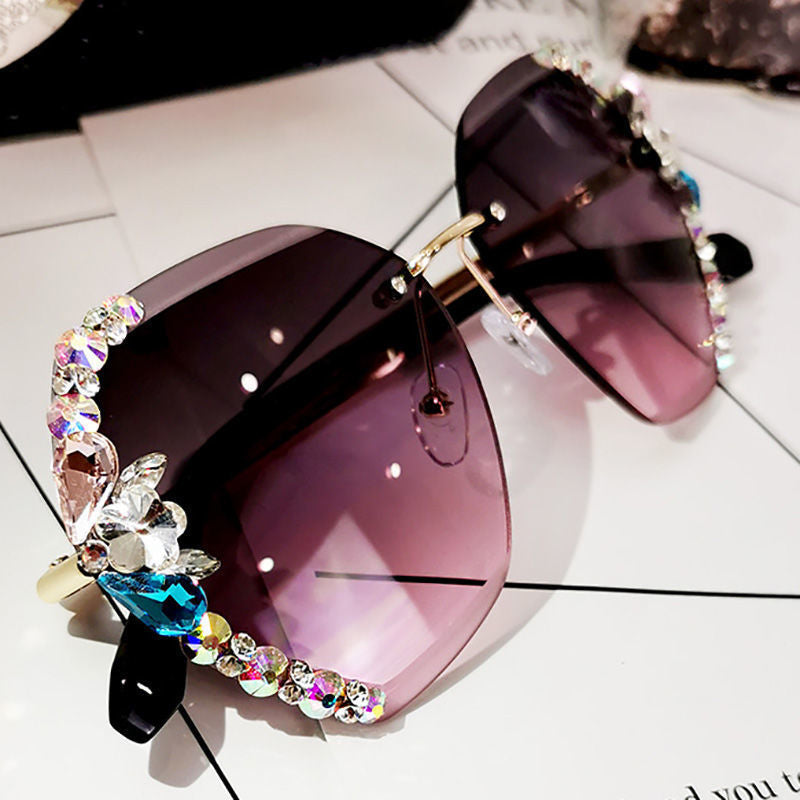 Women's Fashion Luxury Rhinestone Square Sunglasses