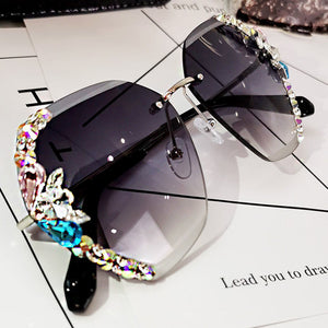 Women's Fashion Luxury Rhinestone Square Sunglasses