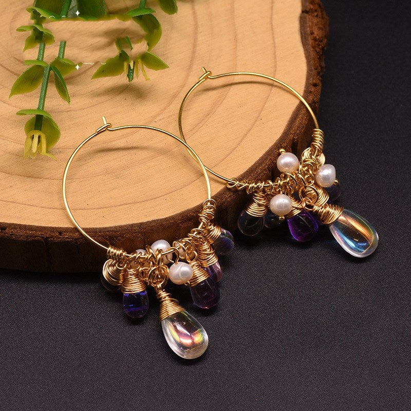 Women's Pearl Czech crystal earrings