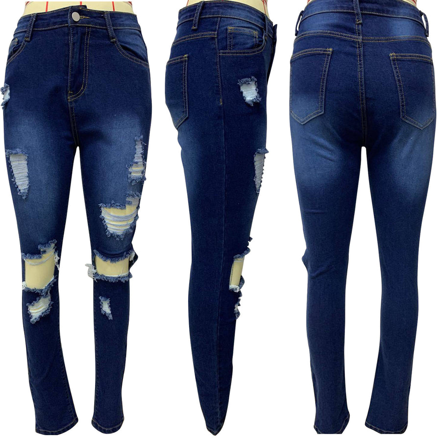 Women's Explosion ripped denim jeans Size (S-4XL)