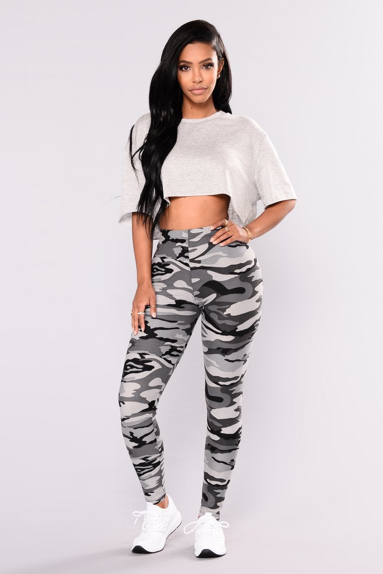 Women's Camouflage Grey Leggings Size (S-2XL)