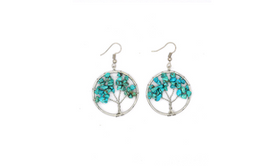 Women's Natural Crystal Crushed Stone Wishing Tree Earrings