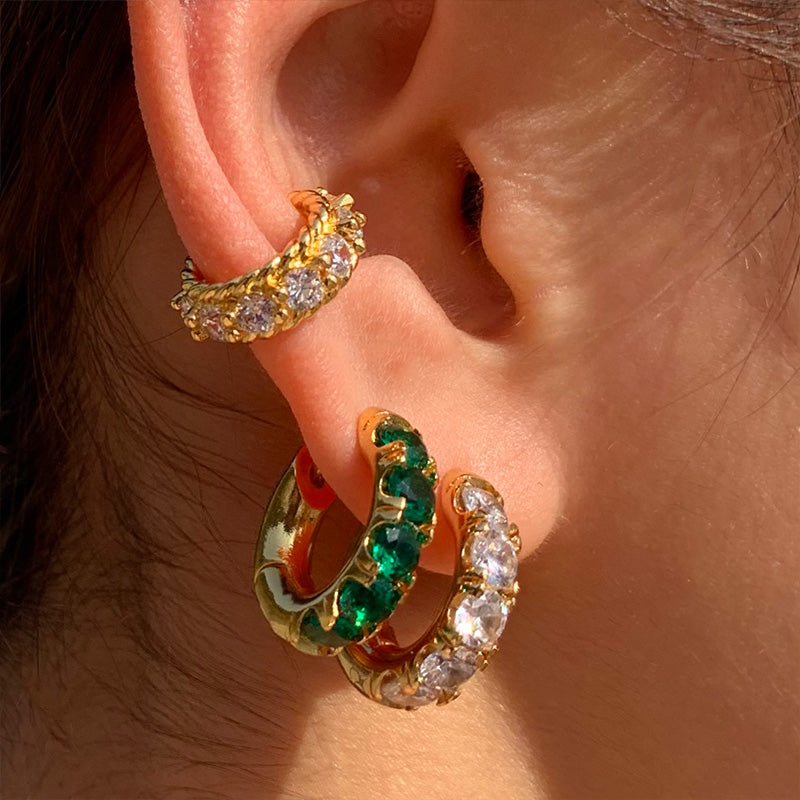 Women's Emerald Thick Mini Ring Earring