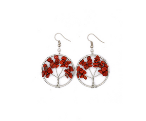 Women's Natural Crystal Crushed Stone Wishing Tree Earrings