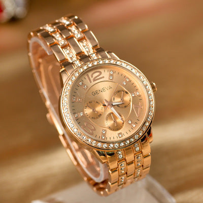 Women's Geneva fashion alloy diamond watches one generation