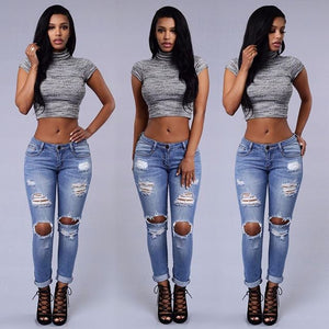 Women's Skinny Ripped Jeans Size (S-XXL)