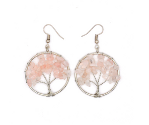 Women's Natural Crystal Crushed Stone Wishing Tree Earrings