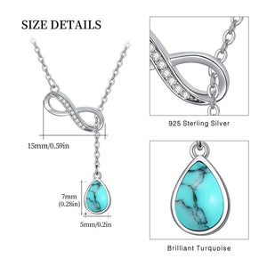 Women's 925 Sterling Silver Infinity Turquoise Drop Necklace