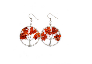 Women's Natural Crystal Crushed Stone Wishing Tree Earrings