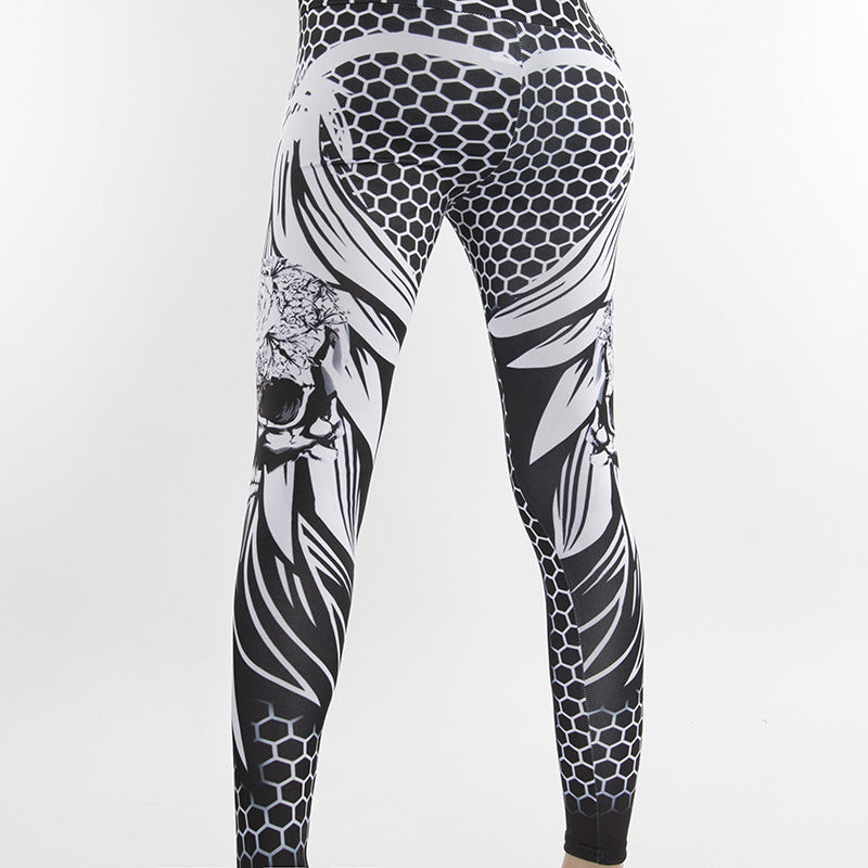 Women's Honeycomb Skull Print Leggings Size (S-XXL)