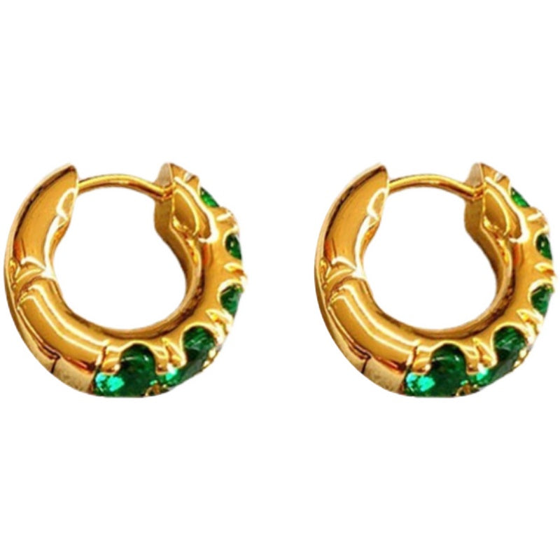 Women's Emerald Thick Mini Ring Earring