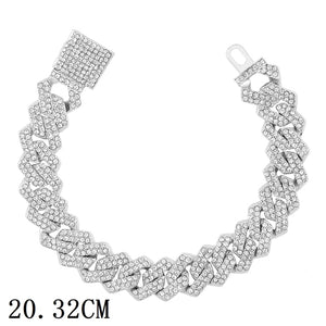 Women's Luxury 12mm Iced Out Cuban Link Chain Bracelet