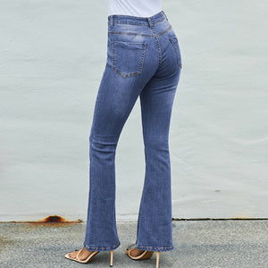 Women's High-waist Stretch Distressed And Wide-leg Jeans Size (S-XXL)