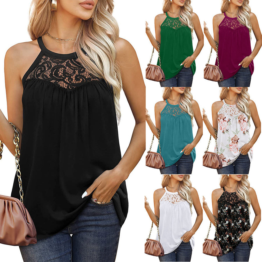 Women's Summer Lace Halter Tops Size (S-2XL)