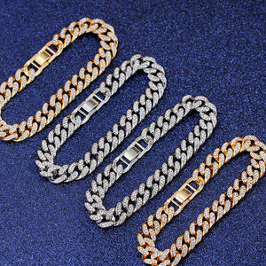 Women's Luxury 12mm Iced Out Cuban Link Chain Bracelet