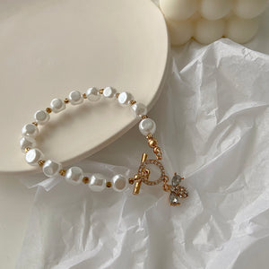 Woman Exquisite Classic Fashion Natural Stone Pearl Pendant Bracelet