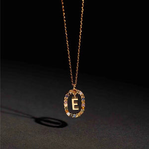 18K Fashion Colored Rhinestone 26 Alphabet Necklace