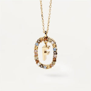 18K Fashion Colored Rhinestone 26 Alphabet Necklace