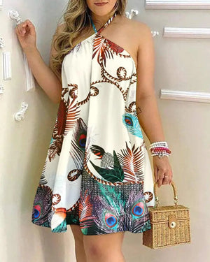 Women's Printed Off-Shoulder Hanging Dresses Size (S-3XL)