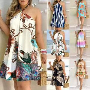 Women's Printed Off-Shoulder Hanging Dresses Size (S-3XL)