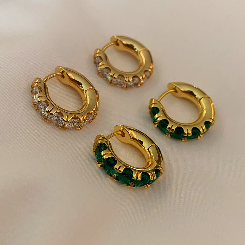 Women's Emerald Thick Mini Ring Earring