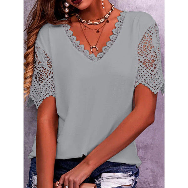 Women's Lace Summer Casual Shirts Size (S-5XL)