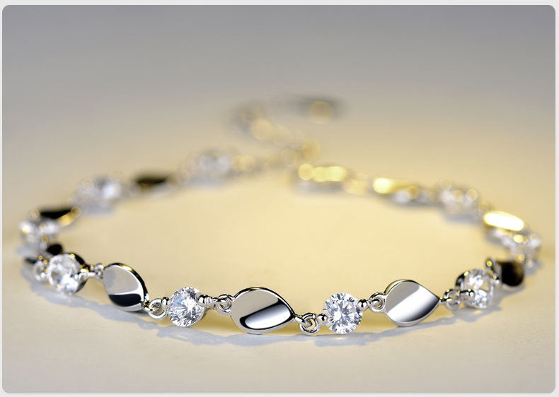 Women's Diamond-encrusted 925 sterling silver bracelet