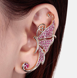 Womens's Exaggerated Full Diamond Butterfly Earrings