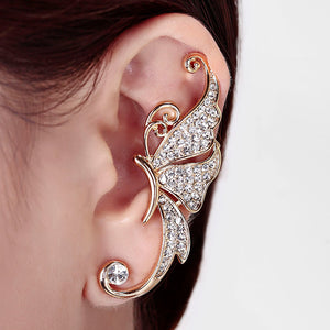 Womens's Exaggerated Full Diamond Butterfly Earrings