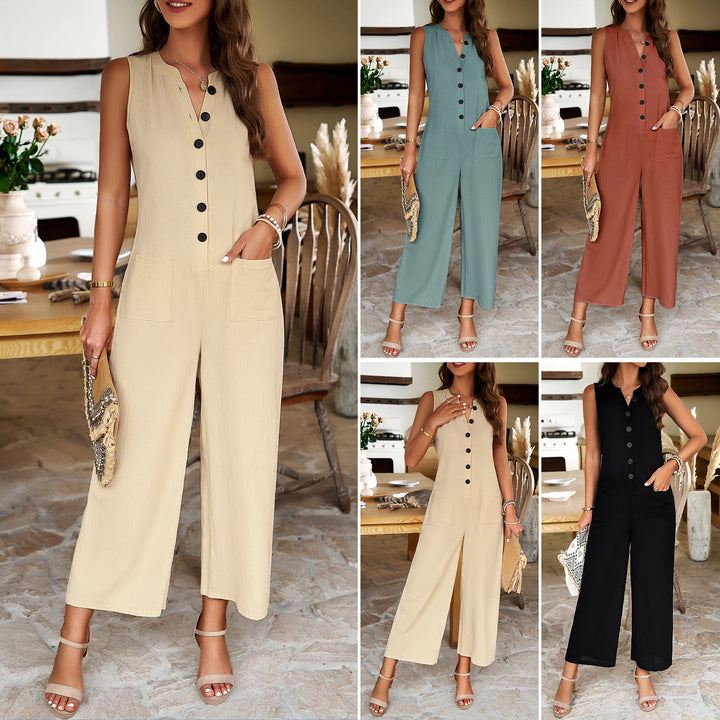 Feminine Temperament Elegant and Pure Color Jumpsuit 
Size (S-XL)