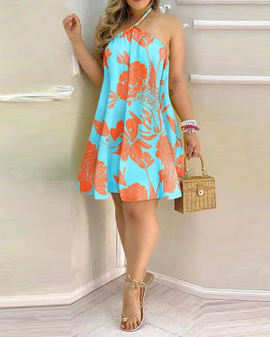 Women's Printed Off-Shoulder Hanging Dresses Size (S-3XL)