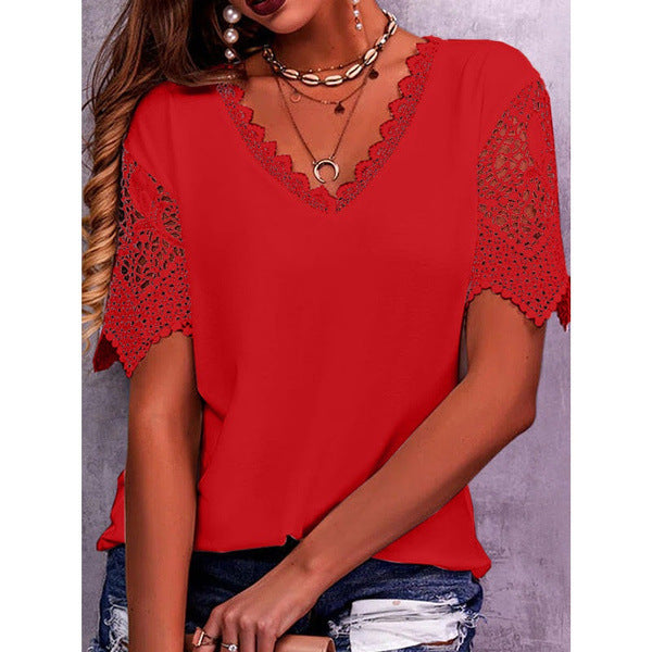 Women's Lace Summer Casual Shirts Size (S-5XL)