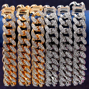 Women's Luxury 12mm Iced Out Cuban Link Chain Bracelet